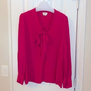 Kate Spade Bold Pink tie-front blouse